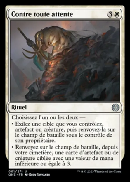 Contre toute attente, carte Magic ONE 1 — extension Tous Phyrexians