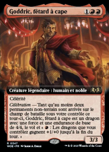 Goddric, fêtard à cape, carte Magic WOE 347 — extension Wilds of Eldraine