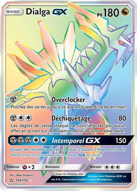 Dialga GX, carte Pokémon UPR 164 — extension Ultra-Prisme