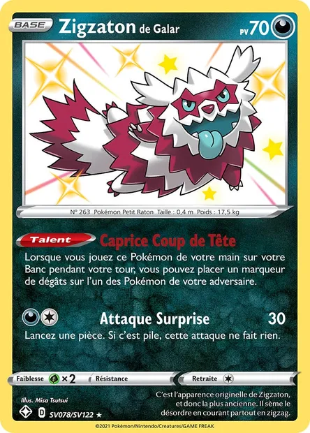 Zigzaton de Galar, carte Pokémon SHF SV078 — extension Destinées Radieuses
