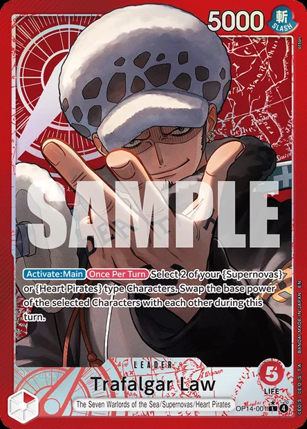 Trafalgar Law, One Piece card OP14-001 — THE AZURE SEA’S SEVEN set