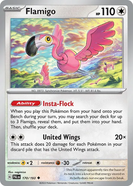 Flamigo, Pokémon card PAL 170 — Paldea Evolved set