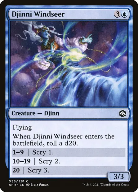 Djinni Windseer, Magic card AFR 55 — Adventures in the Forgotten Realms set
