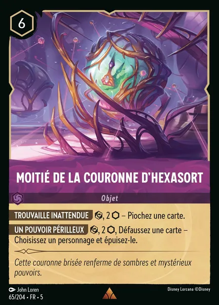 Moitié de la Couronne d'Hexasort, carte Disney Lorcana CH5-065 — extension Ciel Scintillant