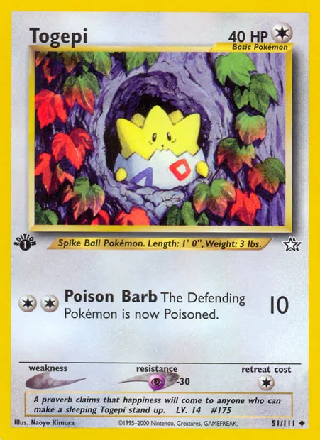 Togepi, Pokémon card NG 51 — Neo Genesis set