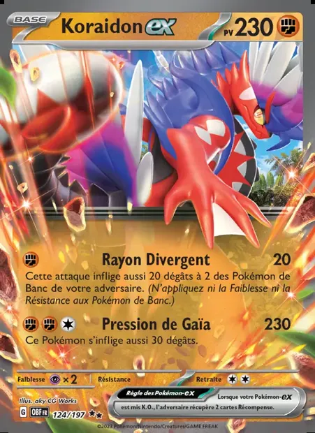 Koraidon-ex, carte Pokémon OBF 124 — extension Flammes Obsidiennes
