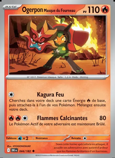 Ogerpon Masque du Fourneau, carte Pokémon DRI 044 — extension Rivalités Destinées