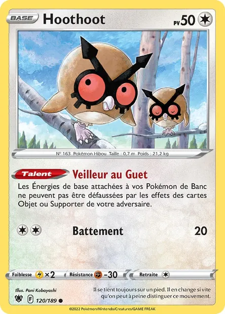 Hoothoot, carte Pokémon ASR 120 — extension Astres Radieux