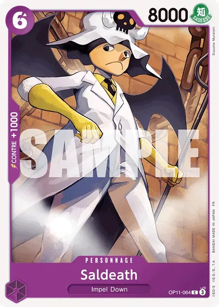Saldeath, carte One Piece OP11-064 — extension DES POINGS VIFS COMME L'ÉCLAIR