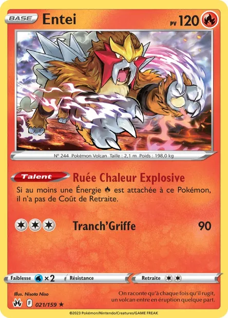 Entei, carte Pokémon CRZ 021 — extension Zénith Suprême
