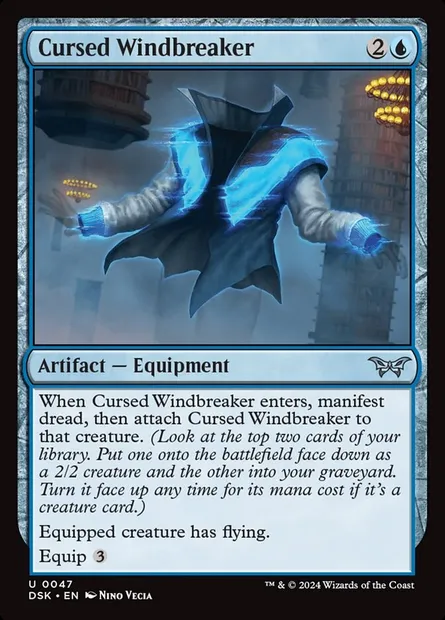 Cursed Windbreaker, Magic card DSK 47 — Duskmourn: House of Horror set