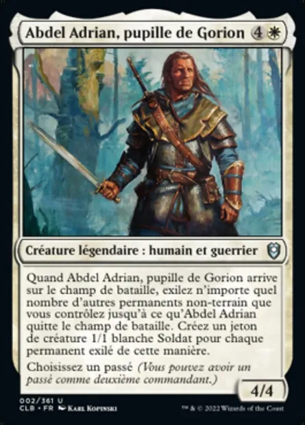 Abdel Adrian, pupille de Gorion, carte Magic CLB 2 — extension Commander Légendes : la bataille de la Porte de Baldur