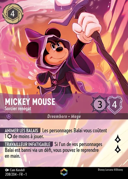 Mickey - Sorcier renégat, carte Disney Lorcana CH1-208 — extension Premier Chapitre
