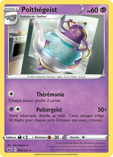 Polthégeist, carte Pokémon SSH 90 — extension Épée et Bouclier