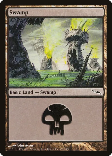 Swamp, Magic card MRD 298 — Mirrodin set