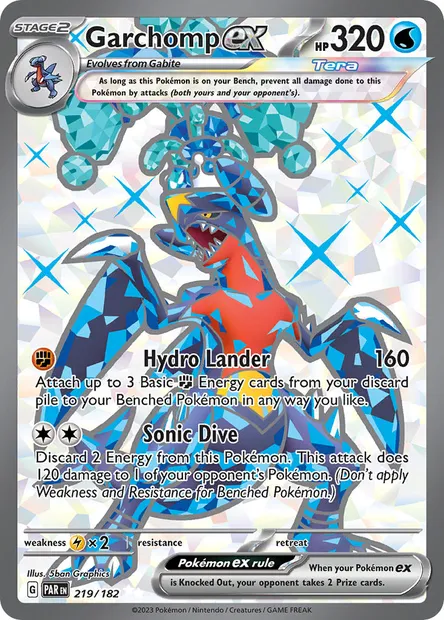 Garchomp ex, Pokémon card PAR 219 — Paradox Rift set