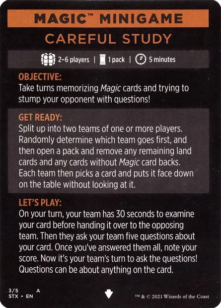 Careful Study (minigame) // Careful Study (cont'd), Magic card MSTX 3 — Strixhaven: School of Mages Minigames set