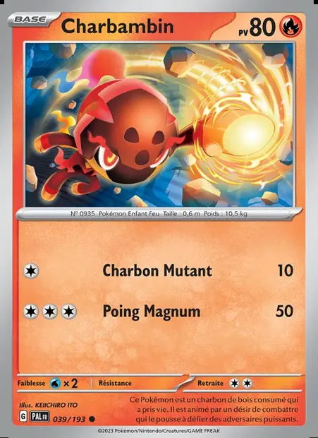 Charbambin, carte Pokémon PAL 039 — extension Évolutions à Paldea