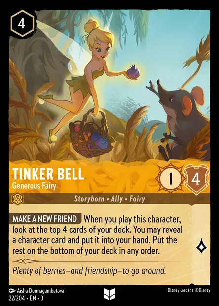 Tinker Bell - Generous Fairy, Disney Lorcana card CH3-022 — Into the Inklands set