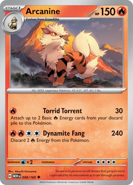 Arcanine, Pokémon card MEW 059 — 151 set