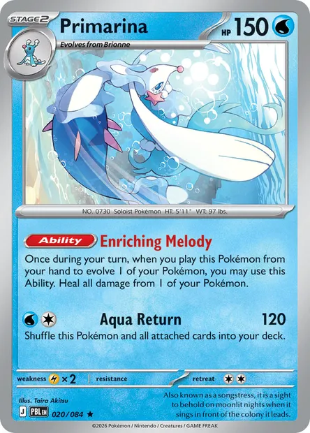 Primarina, Pokémon card PBL 020 — Pitch Black set
