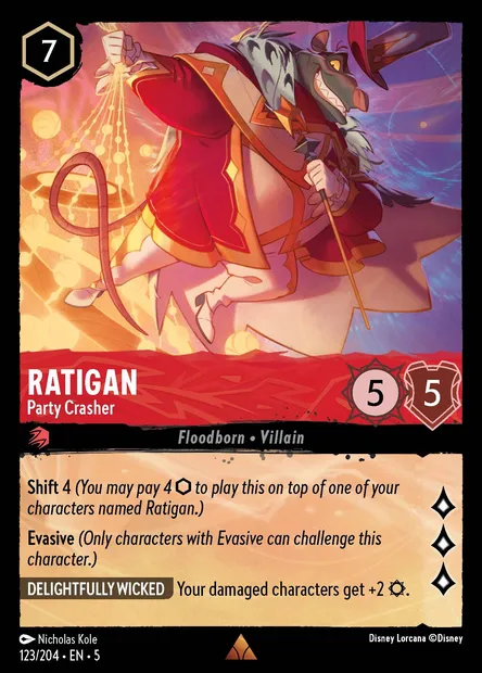 Ratigan - Party Crasher, Disney Lorcana card CH5-123 — Shimmering Skies set