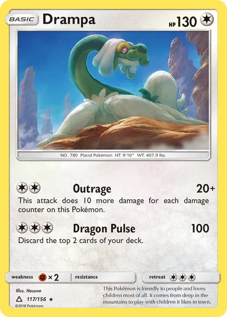 Drampa, Pokémon card UPR 117 — Ultra Prism set