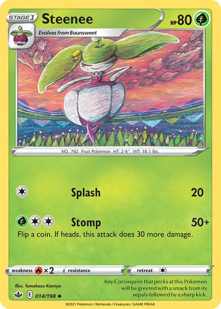 Steenee, Pokémon card CRE 14 — Chilling Reign set
