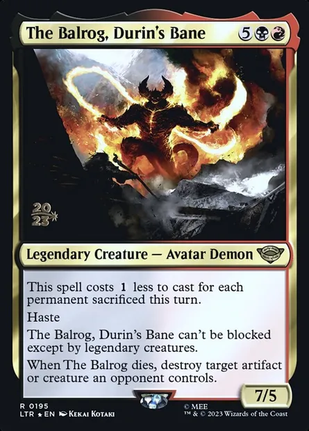 Le Balrog, Fléau de Durin, carte Magic PLTR 195s — extension Tales of Middle-earth Promos