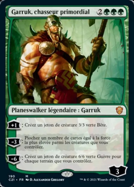 Garruk, chasseur primordial, carte Magic C21 190 — extension Commander 2021