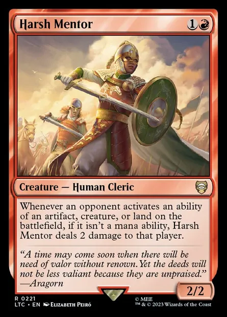 Harsh Mentor, Magic card LTC 221 — Tales of Middle-earth Commander set