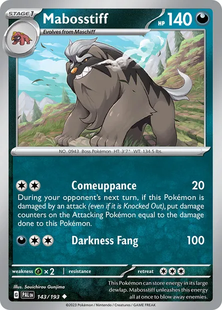 Mabosstiff, Pokémon card PAL 143 — Paldea Evolved set