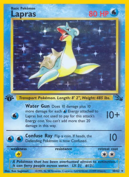 Lapras, Pokémon card FO 10 — Fossil set