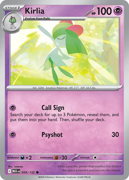 Kirlia, Pokémon card MEG 059 — Mega Evolution set