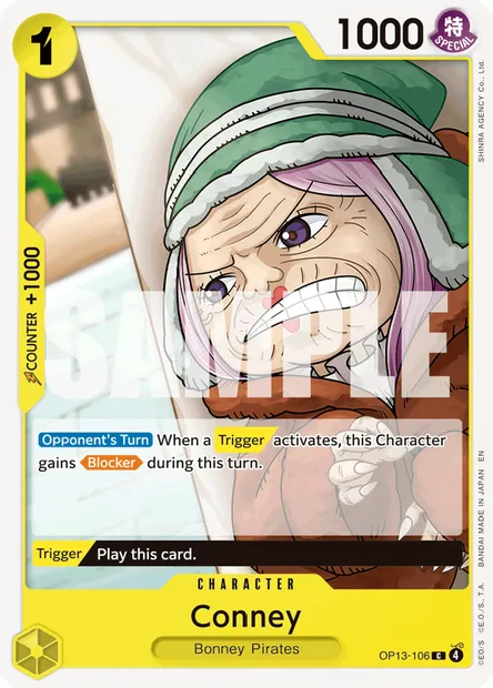 Conney, One Piece card OP13-106 — CARRYING ON HIS WILL set