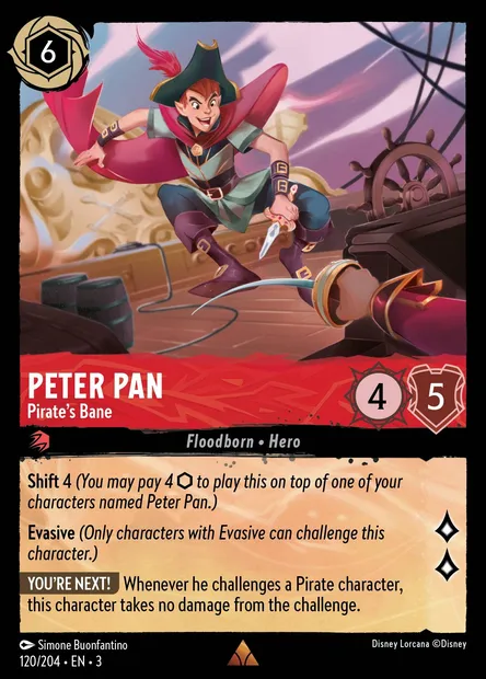 Peter Pan - Pirate's Bane, Disney Lorcana card CH3-120 — Into the Inklands set