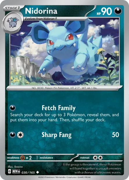 Nidorina, Pokémon card MEW 030 — 151 set