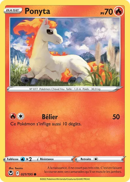 Ponyta, carte Pokémon SIT 021 — extension Tempête Argentée