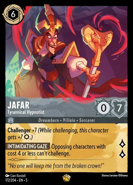 Jafar - Tyrannical Hypnotist, Disney Lorcana card CH5-172 — Shimmering Skies set