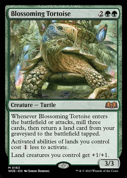 Blossoming Tortoise, Magic card WOE 163 — Wilds of Eldraine set