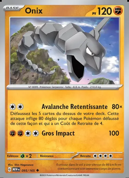 Onix, carte Pokémon MEW 095 — extension 151