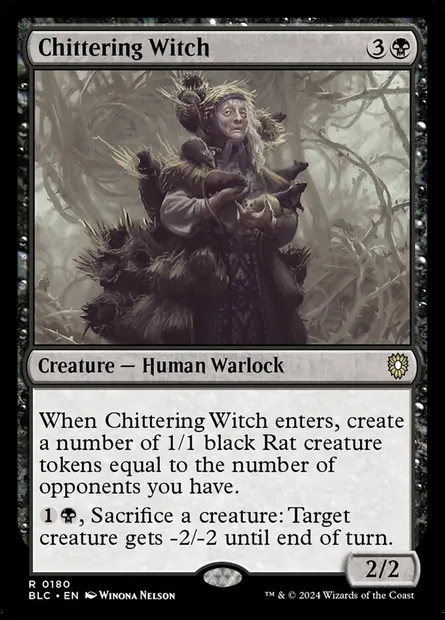Chittering Witch, Magic card BLC 180 — Bloomburrow Commander set