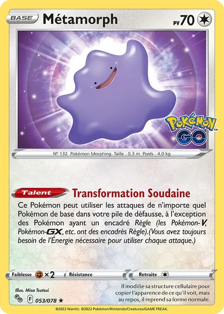 Métamorph, carte Pokémon PGO 053 — extension Pokémon GO