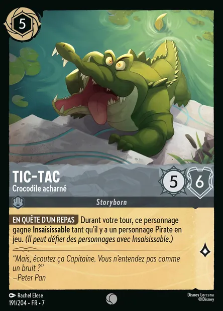 Tic-Tac - Crocodile acharné, carte Disney Lorcana CH7-191 — extension L'île d'Archazia