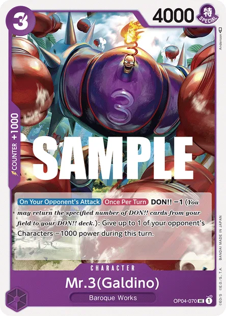 Mr 3(Galdino), carte One Piece OP04-070 — extension KINGDOMS OF INTRIGUE