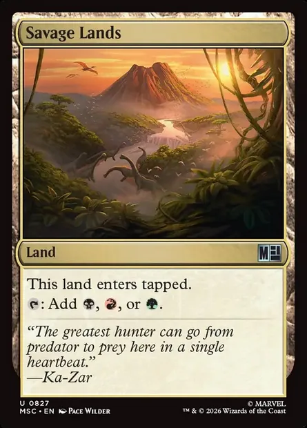 Savage Lands, Magic card MSC 827 — Marvel Super Heroes Commander set