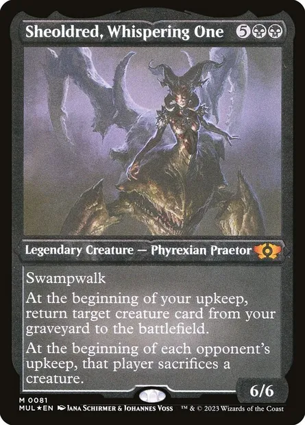 Sheoldred, Whispering One, Magic card MUL 81 — Multiverse Legends set