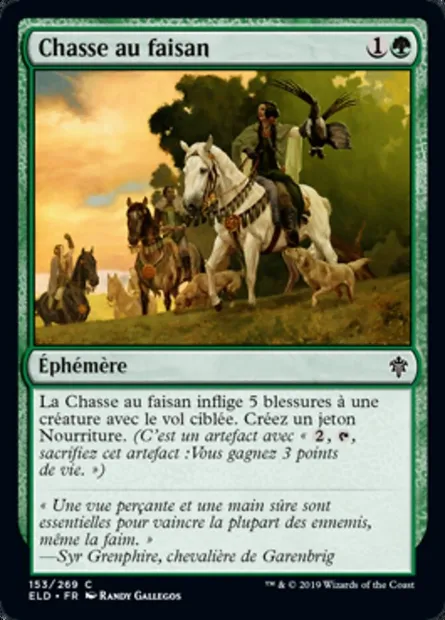 Chasse au faisan, carte Magic ELD 153 — extension Throne of Eldraine