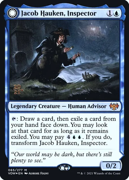 Jacob Hauken, Inspector // Hauken's Insight, Magic card PVOW 65s — Innistrad: Crimson Vow Promos set