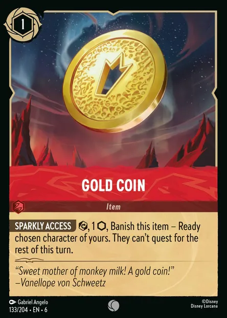 Gold Coin, Disney Lorcana card CH6-133 — Azurite Sea set